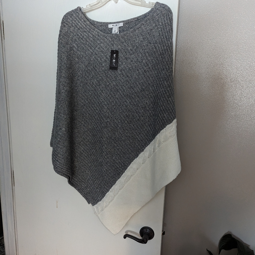 White House Black Market braid color block poncho